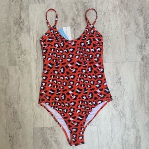 NWT Cupshe women’s Small Red one piece swimsuit cheetah/leopard print